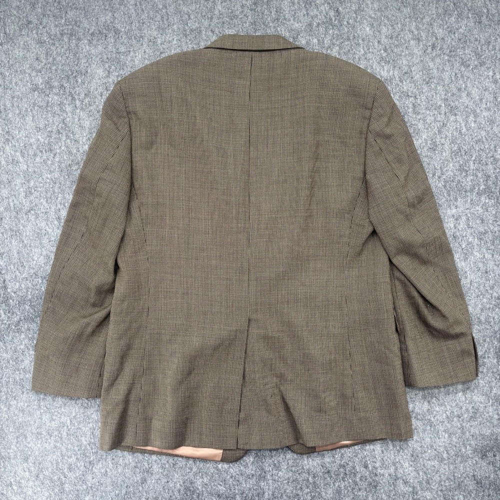 Chaps Blazer Mens 44R Sport Coat Brown Houndstooth Wool 2 Button Jacket
